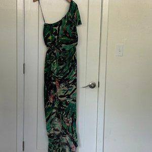 Gorgeous Designer Asymmetric One Shouldered Print dress